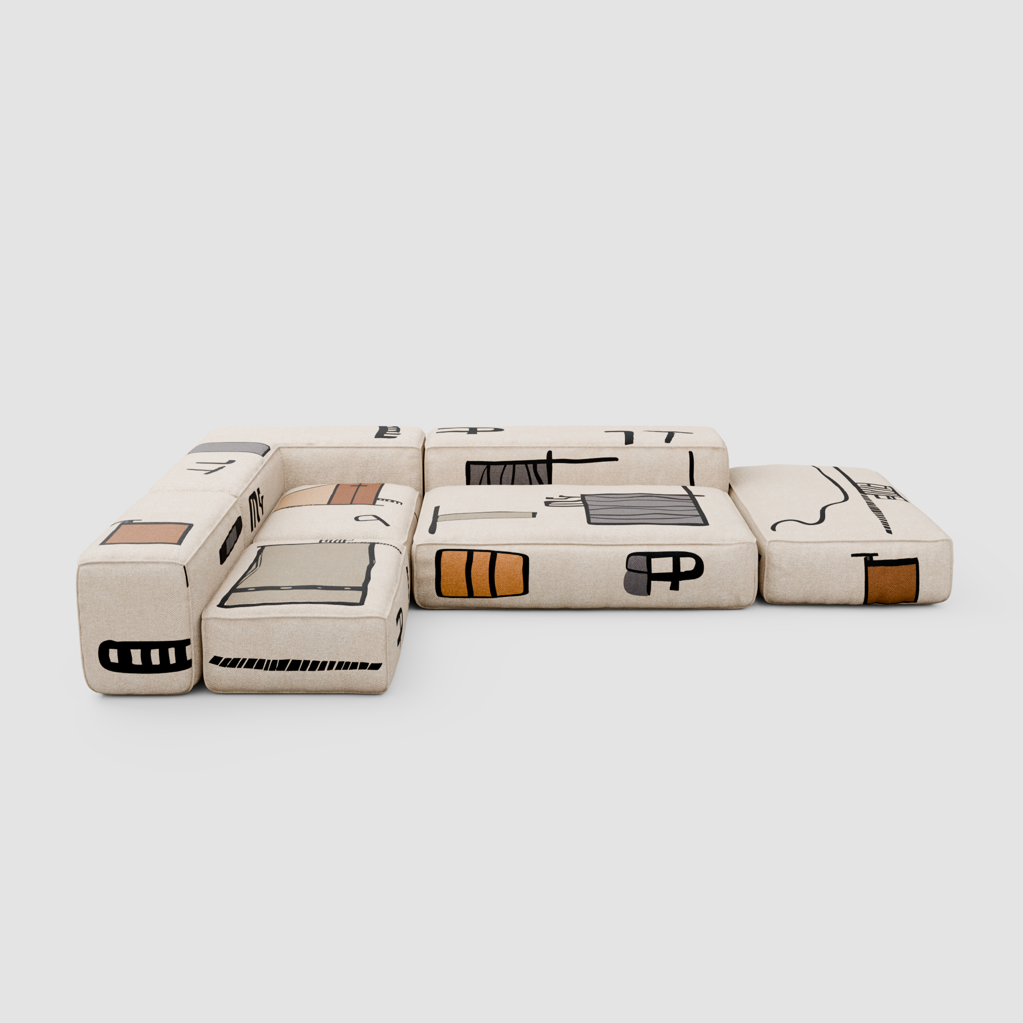 RAW SKETCH Modular Sofa: Architecture of the Urban Canvas
