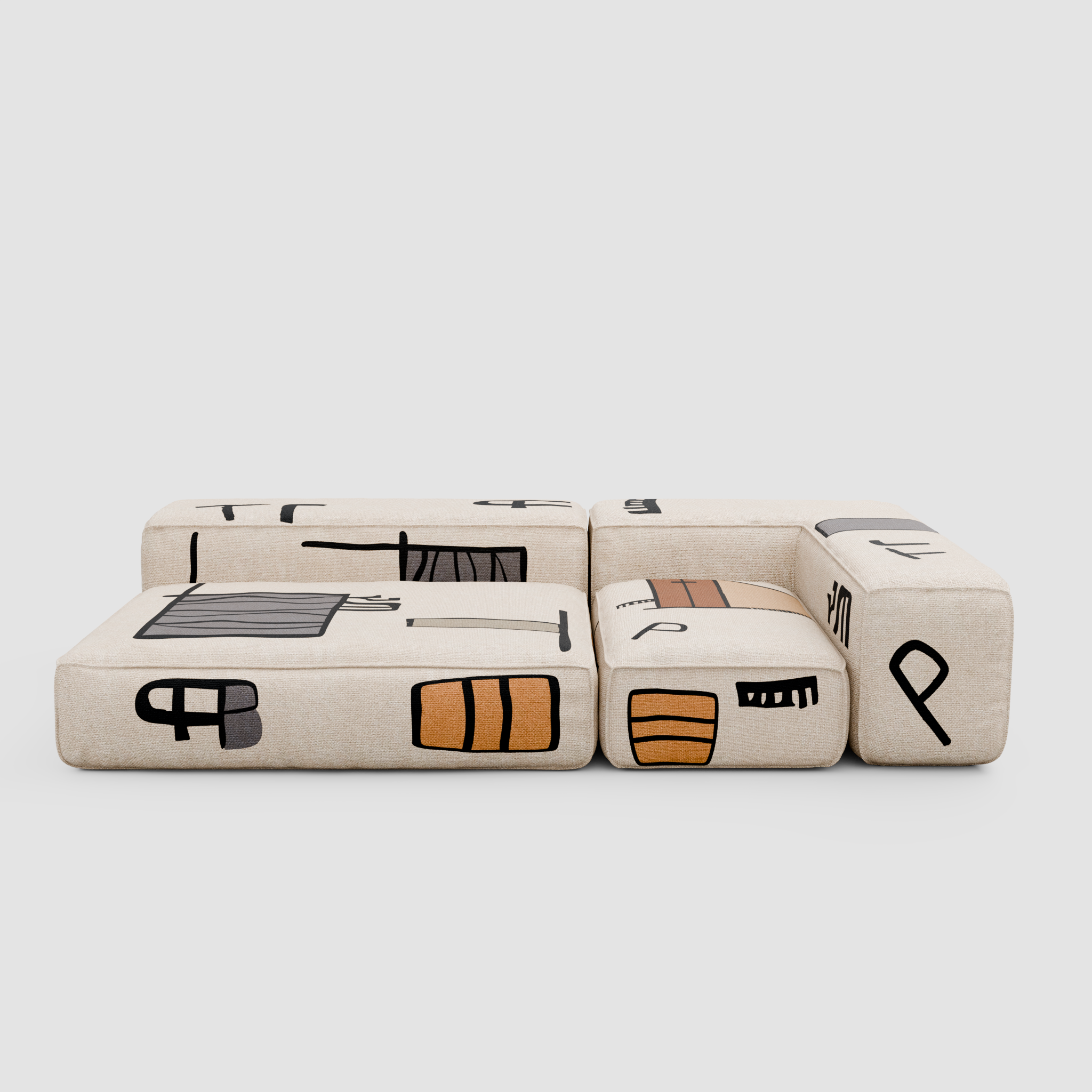 RAW SKETCH Chaise Sofa (Duo): Urban Relaxation for Two