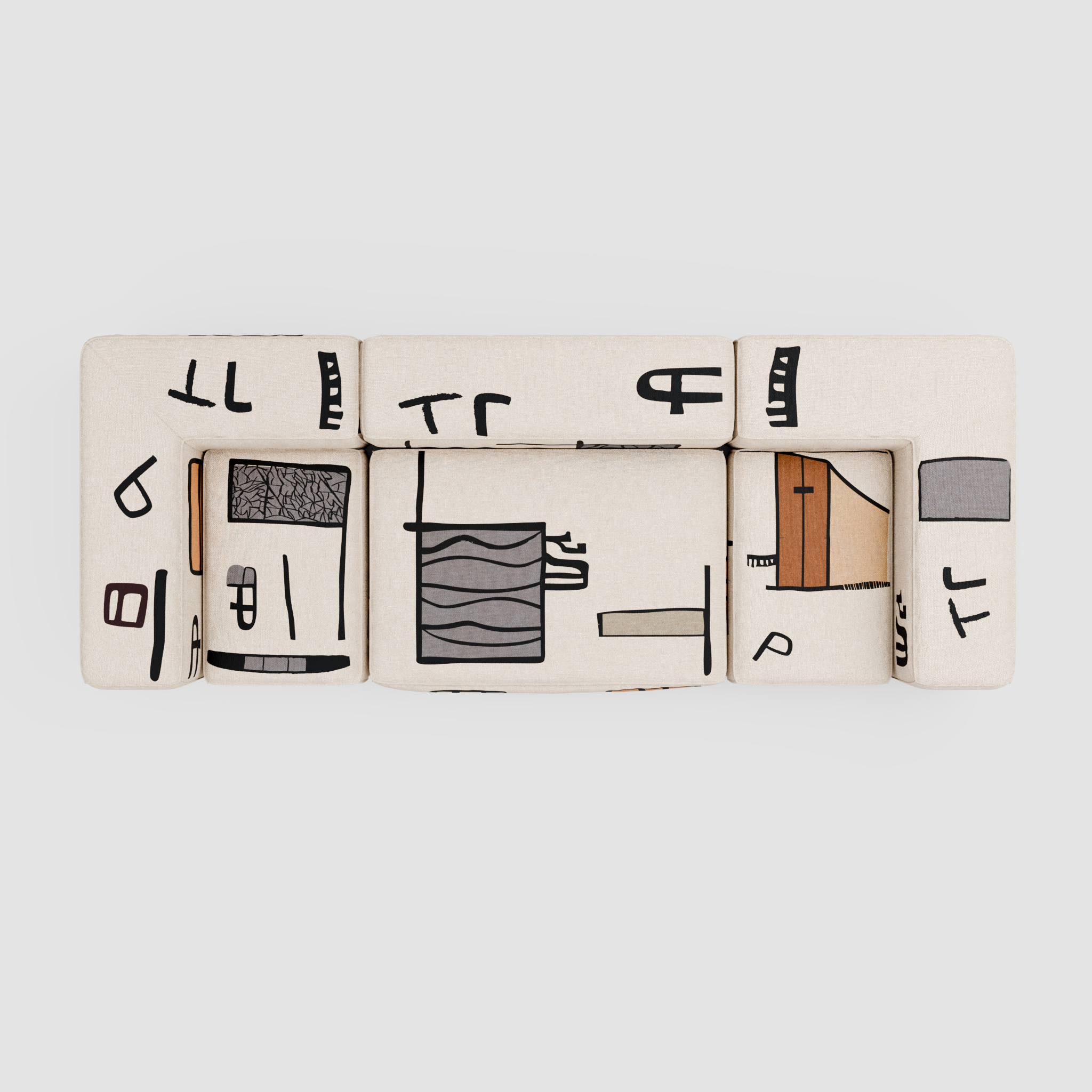 RAW SKETCH Linear Sofa (Trio): Urban Perspective