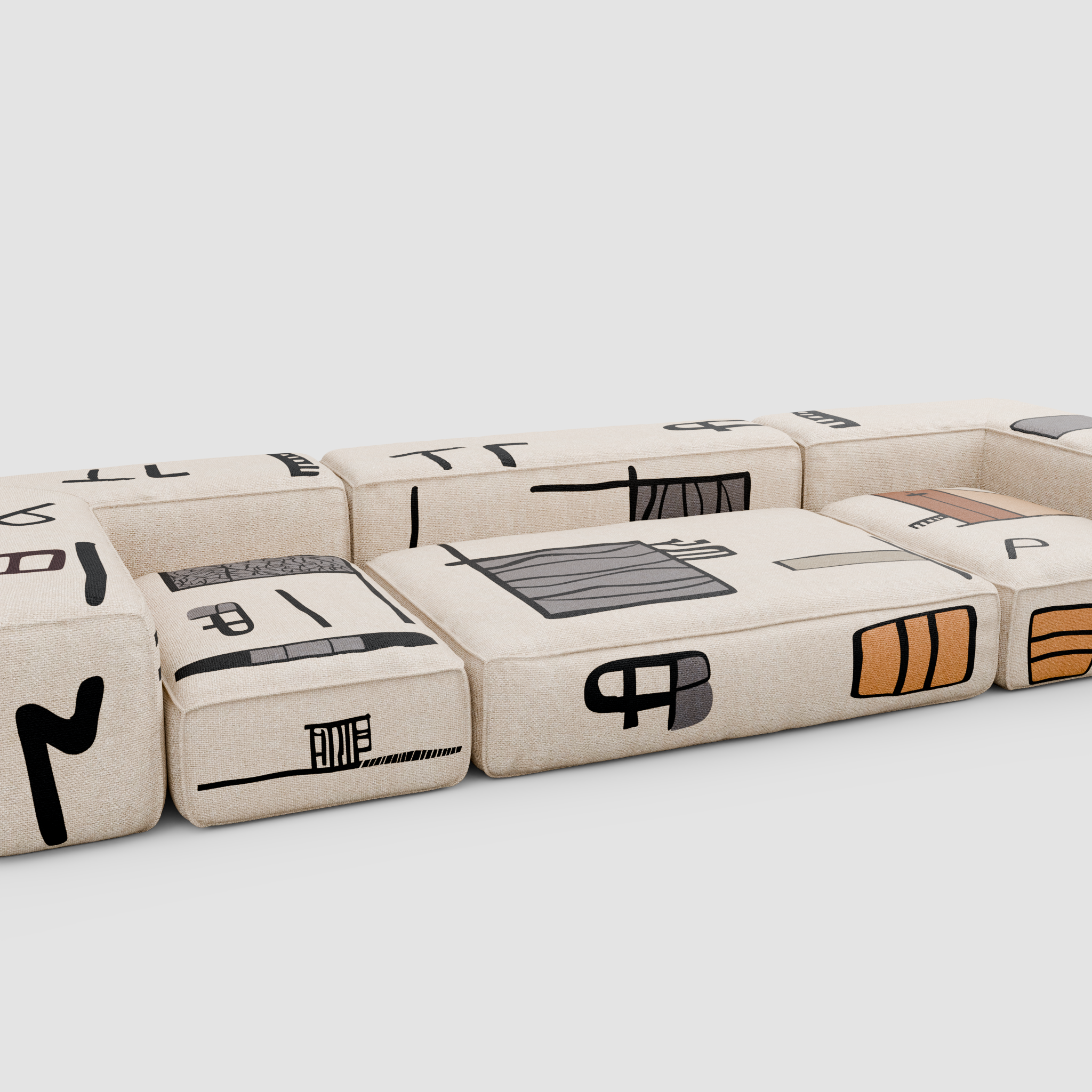 RAW SKETCH Linear Sofa (Trio): Urban Perspective