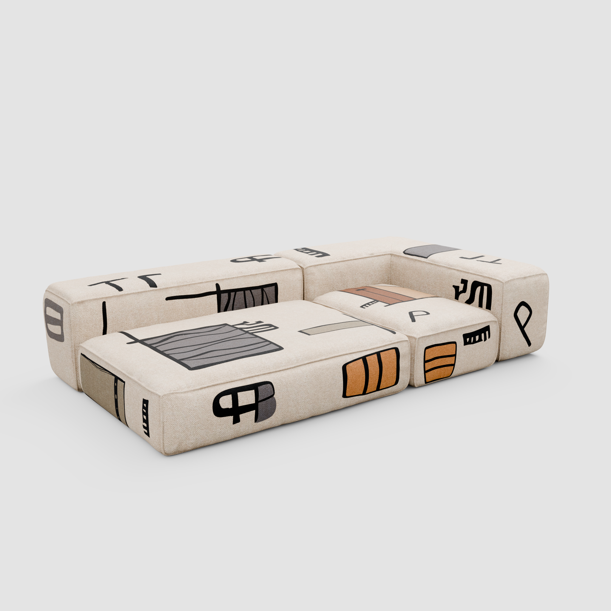 RAW SKETCH Chaise Sofa (Duo): Urban Relaxation for Two