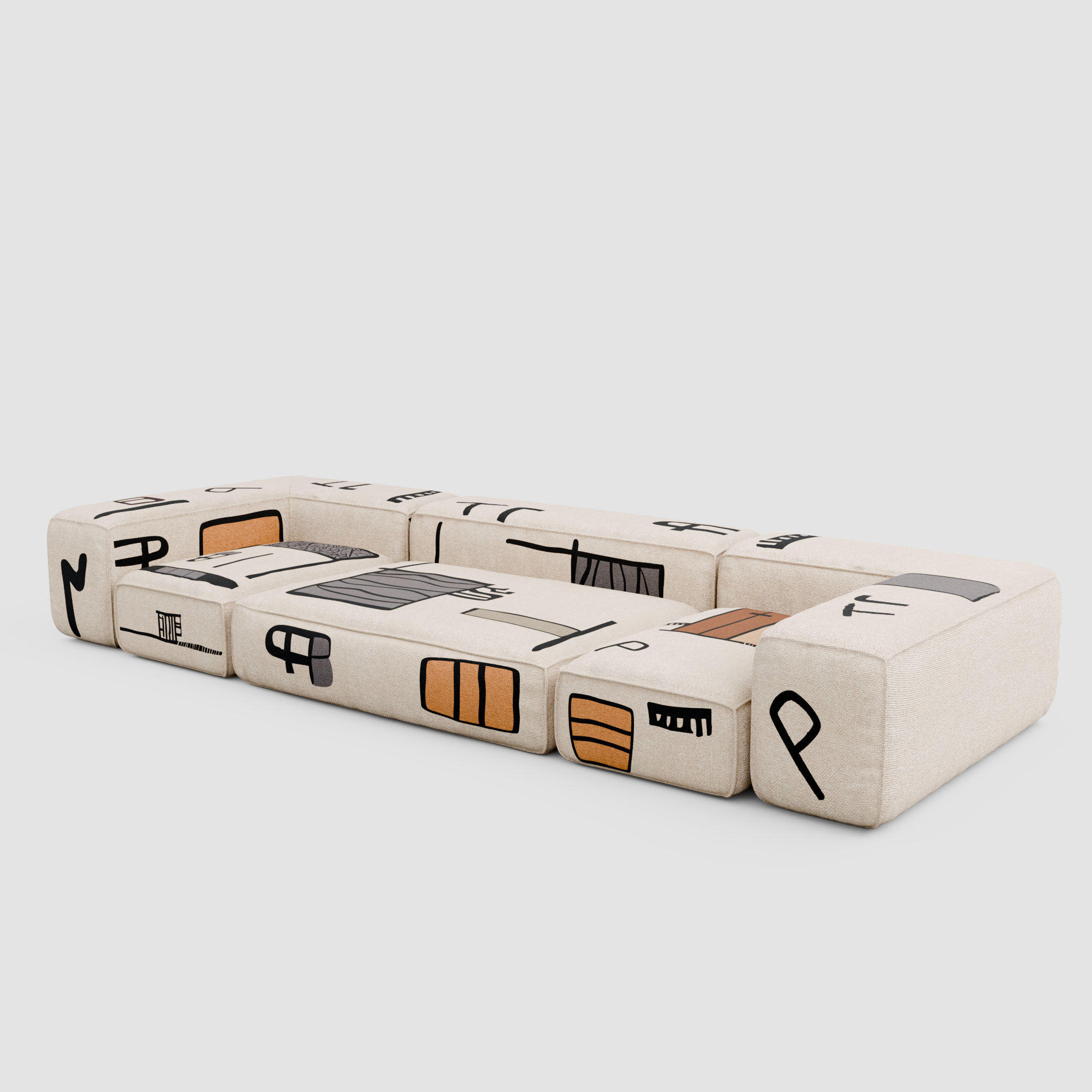 RAW SKETCH Linear Sofa (Trio): Urban Perspective